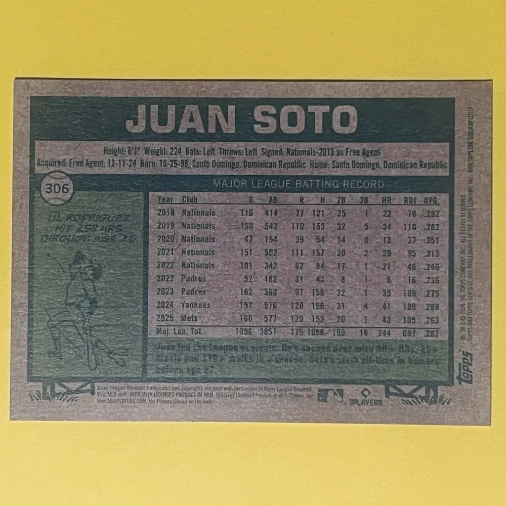 2026 Topps Heritage Baseball Juan Soto #306 New York Mets Base